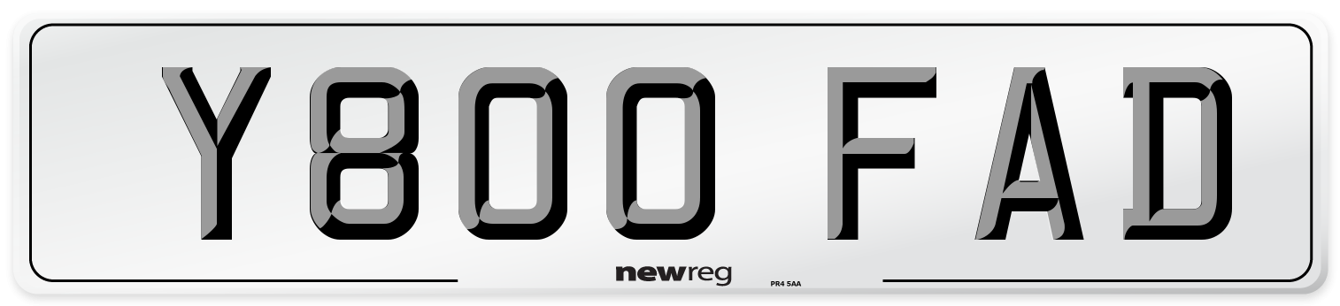 Y800 FAD Number Plate from New Reg